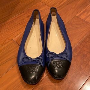 Chanel Blue and Black classic ballerina flats
